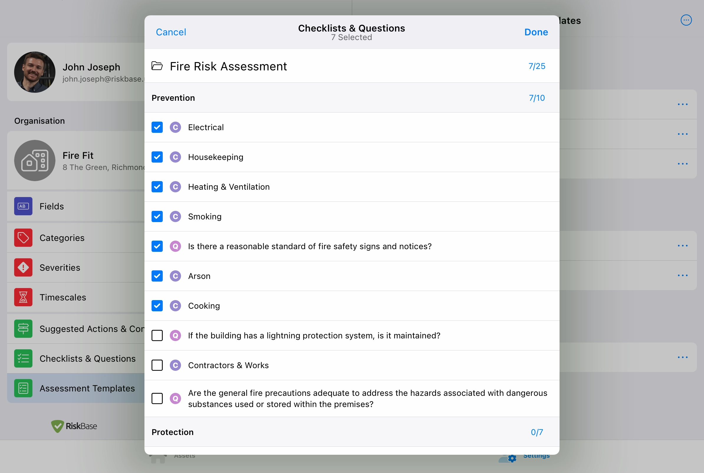 Add Checklists & Questions to an Assessment Templates